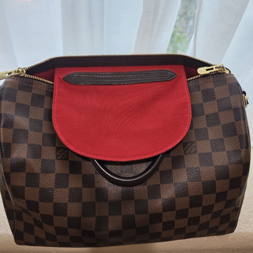 Louis Vuitton Brown Damier Ebene Satchel with Dark Brown Trim and Gold Hardware - Picture 9 of 13
